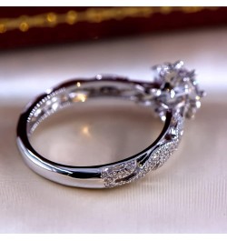 925 Sterling Silver Plated Diamond Ring Flower Ring CZ Simulated Diamond Ring Crystal Rings Everyday Ring for Women Silver 10...