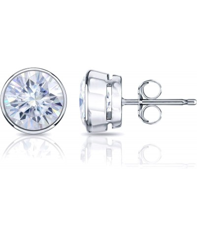 14k Gold Round Moissanite Stud Earrings (1 to 7ct TGW, G-H) Bezel-set, Push-Back White Gold 3.0 carats $223.48 Earrings