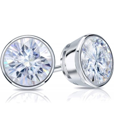 14k Gold Round Moissanite Stud Earrings (1 to 7ct TGW, G-H) Bezel-set, Push-Back White Gold 3.0 carats $223.48 Earrings