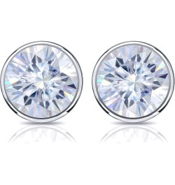 14k Gold Round Moissanite Stud Earrings (1 to 7ct TGW, G-H) Bezel-set, Push-Back White Gold 3.0 carats $223.48 Earrings