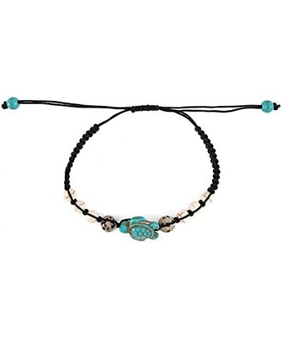 2pcs Bohemian Turquoise Turtle Beaded Braided Bracelet Set Adjustable String Strand for Women Girls Summer Beach Holiday Jewe...