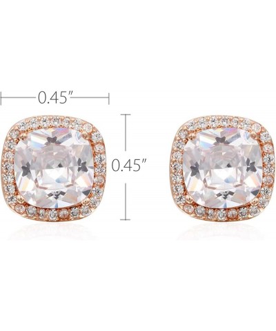 Square Princess Cut Stud Earrings Micro Paved AAA CZ Jewelry Wedding Bridal For Women Rose Gold $11.38 Earrings