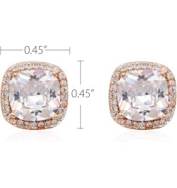 Square Princess Cut Stud Earrings Micro Paved AAA CZ Jewelry Wedding Bridal For Women Rose Gold $11.38 Earrings