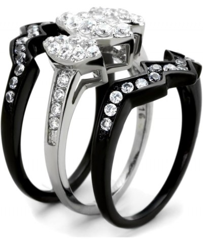 His Hers 4 Piece Black Ion Plated Stainless Steel Wedding Engagement Ring Band Set Size Women's 10 Men's 06 $16.25 Sets