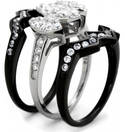 His Hers 4 Piece Black Ion Plated Stainless Steel Wedding Engagement Ring Band Set Size Women's 10 Men's 06 $16.25 Sets