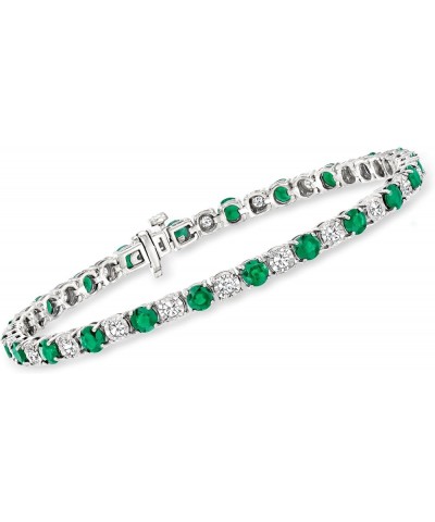 4.80 ct. t.w. Emerald and 1.00 ct. t.w. Diamond Tennis Bracelet in Sterling Silver 8.0 Inches $315.15 Bracelets