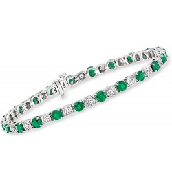 4.80 ct. t.w. Emerald and 1.00 ct. t.w. Diamond Tennis Bracelet in Sterling Silver 8.0 Inches $315.15 Bracelets