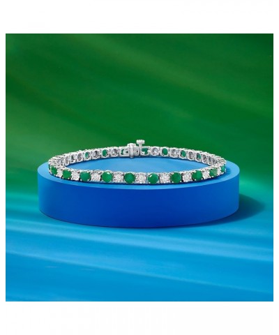 4.80 ct. t.w. Emerald and 1.00 ct. t.w. Diamond Tennis Bracelet in Sterling Silver 8.0 Inches $315.15 Bracelets