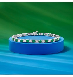 4.80 ct. t.w. Emerald and 1.00 ct. t.w. Diamond Tennis Bracelet in Sterling Silver 8.0 Inches $315.15 Bracelets