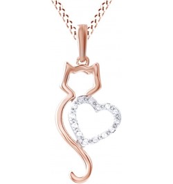 Jewel Zone US White Natural Diamond Cat Silhouette with Heart Pendant Necklace in 10k Solid Gold (0.5 Carat) rose-gold $238.6...