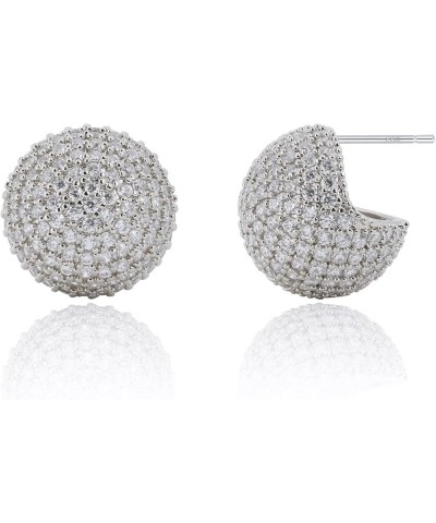 Disco Ball Earrings 925 Stering Silver Post 18K Gold Plated CZ Micro Pave Dainty Round Gold Stud Huggie earrings for Women WG...