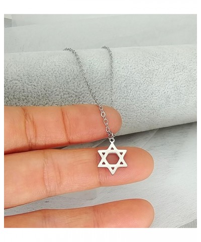 Stainless Steel Star of David Choker Necklace Jewish Women Collar Necklace silver-2 $11.75 Necklaces