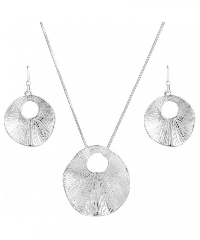 Classic Jewelry Collection | Silver Teardrop Necklace with 18" Inch Snake Chain and Earring Set Silver Metal Shell Set $9.19 ...