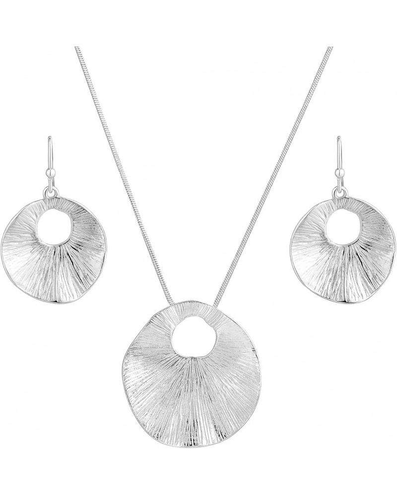 Classic Jewelry Collection | Silver Teardrop Necklace with 18" Inch Snake Chain and Earring Set Silver Metal Shell Set $9.19 ...