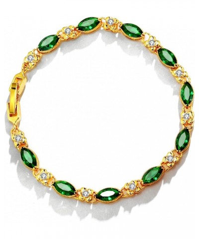 Gold Tennis Bracelet for Women Green Cubic Zirconia Tennis Bracelet | Size 7"+1 $11.99 Bracelets