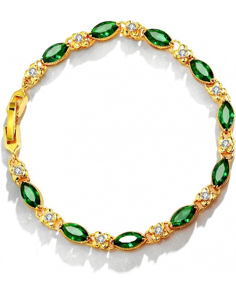 Gold Tennis Bracelet for Women Green Cubic Zirconia Tennis Bracelet | Size 7"+1 $11.99 Bracelets