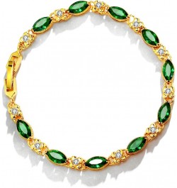 Gold Tennis Bracelet for Women Green Cubic Zirconia Tennis Bracelet | Size 7"+1 $11.99 Bracelets