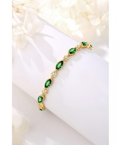 Gold Tennis Bracelet for Women Green Cubic Zirconia Tennis Bracelet | Size 7"+1 $11.99 Bracelets