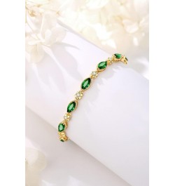 Gold Tennis Bracelet for Women Green Cubic Zirconia Tennis Bracelet | Size 7"+1 $11.99 Bracelets