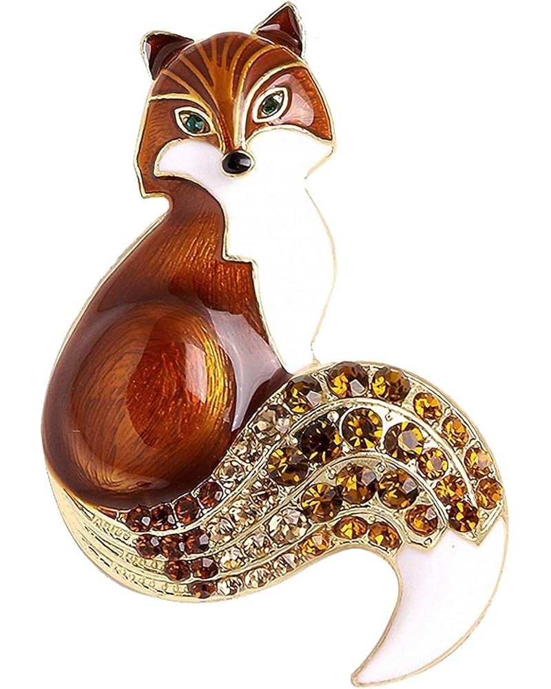 Rhinestone Enamel Fox Brooches Women Animal Party Brooch Pins brown $7.79 Brooches & Pins