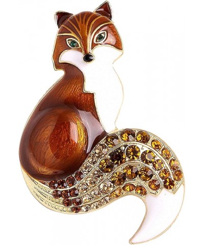 Rhinestone Enamel Fox Brooches Women Animal Party Brooch Pins brown $7.79 Brooches & Pins