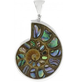 Ammonite artistic gemstone Inlay Pendant 925 Sterling Silver Ammonite with Abalone inlay Pendant $77.85 Pendants