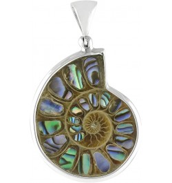 Ammonite artistic gemstone Inlay Pendant 925 Sterling Silver Ammonite with Abalone inlay Pendant $77.85 Pendants