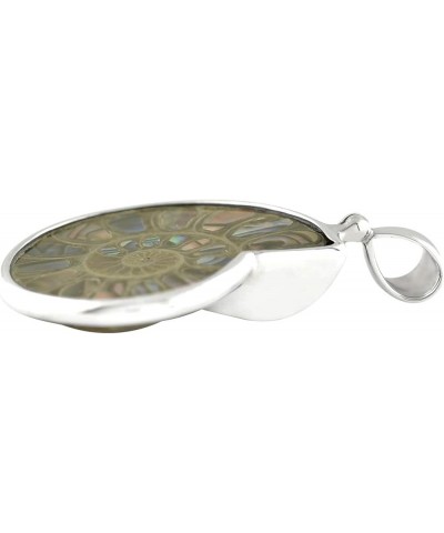 Ammonite artistic gemstone Inlay Pendant 925 Sterling Silver Ammonite with Abalone inlay Pendant $77.85 Pendants