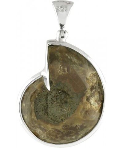 Ammonite artistic gemstone Inlay Pendant 925 Sterling Silver Ammonite with Abalone inlay Pendant $77.85 Pendants