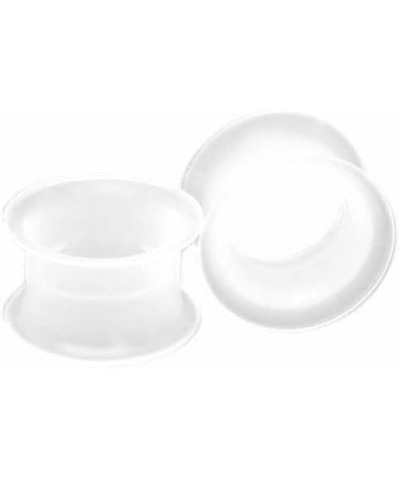 1 PAIR (2pcs) SILICONE EYELET TUNNELS Double Flare Gauges Thin Soft Flexible Flesh Plugs 1040 Clear $8.17 Body Jewelry