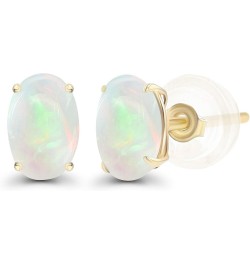 Solid 925 Sterling Silver Gold Plated 7x5mm Oval Genuine Birthstone Stud Earrings For Women | Natural or Created Hypoallergen...