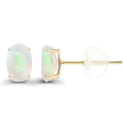 Solid 925 Sterling Silver Gold Plated 7x5mm Oval Genuine Birthstone Stud Earrings For Women | Natural or Created Hypoallergen...