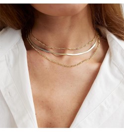 Dainty Gold Necklace for Women 14K Gold Plated Layered Satellite Necklaces Trible Layering Paper Clip Chain Link Necklace Eve...