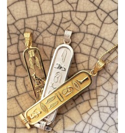 Made in Egypt Personalized Cartouche Necklace - Available in 14K Gold, 18K Gold and Sterling Silver - Open Style - Translate ...