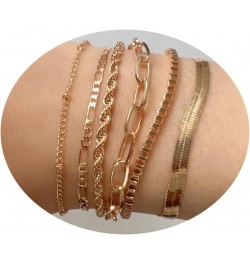 Stackable Gold Silver Bracelets for Women Dainty Herringbone Bracelets Sets for Women Stackable Figaro Chain Paperclip Link C...