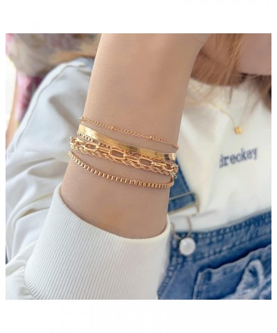 Stackable Gold Silver Bracelets for Women Dainty Herringbone Bracelets Sets for Women Stackable Figaro Chain Paperclip Link C...