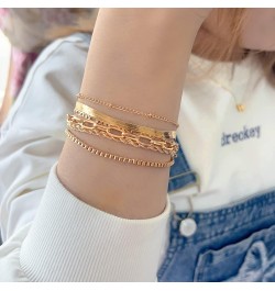 Stackable Gold Silver Bracelets for Women Dainty Herringbone Bracelets Sets for Women Stackable Figaro Chain Paperclip Link C...