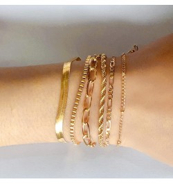 Stackable Gold Silver Bracelets for Women Dainty Herringbone Bracelets Sets for Women Stackable Figaro Chain Paperclip Link C...