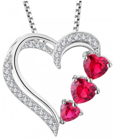 Heart Necklace 925 Sterling Silver Love Heart Pendant Gemstones Heart Jewelry for Women 07-ruby-Jul $33.37 Necklaces