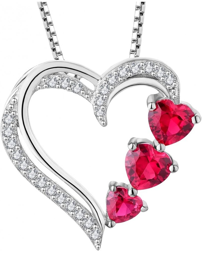 Heart Necklace 925 Sterling Silver Love Heart Pendant Gemstones Heart Jewelry for Women 07-ruby-Jul $33.37 Necklaces