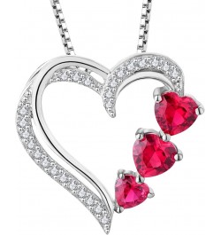 Heart Necklace 925 Sterling Silver Love Heart Pendant Gemstones Heart Jewelry for Women 07-ruby-Jul $33.37 Necklaces