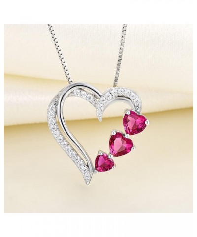 Heart Necklace 925 Sterling Silver Love Heart Pendant Gemstones Heart Jewelry for Women 07-ruby-Jul $33.37 Necklaces