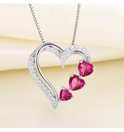 Heart Necklace 925 Sterling Silver Love Heart Pendant Gemstones Heart Jewelry for Women 07-ruby-Jul $33.37 Necklaces