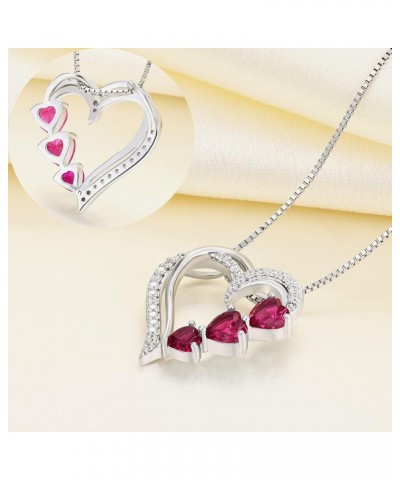 Heart Necklace 925 Sterling Silver Love Heart Pendant Gemstones Heart Jewelry for Women 07-ruby-Jul $33.37 Necklaces