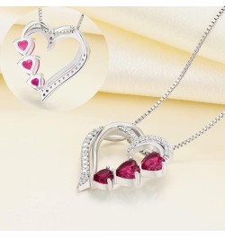 Heart Necklace 925 Sterling Silver Love Heart Pendant Gemstones Heart Jewelry for Women 07-ruby-Jul $33.37 Necklaces