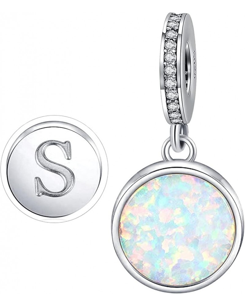 Initial Letter Charm Fit for Pandora Charms Bracelet A-Z 26 Capital Letter Opal Charms for Bracelet Necklace S $8.84 Bracelets