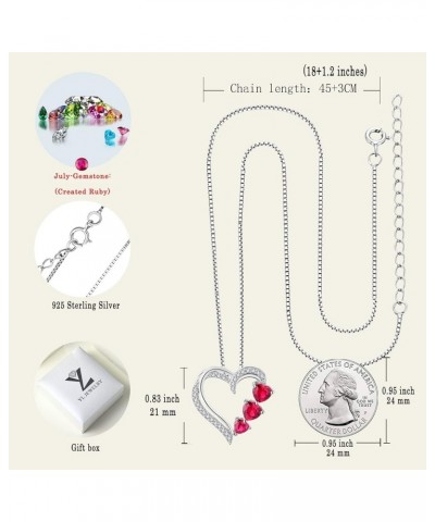 Heart Necklace 925 Sterling Silver Love Heart Pendant Gemstones Heart Jewelry for Women 07-ruby-Jul $33.37 Necklaces