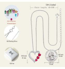 Heart Necklace 925 Sterling Silver Love Heart Pendant Gemstones Heart Jewelry for Women 07-ruby-Jul $33.37 Necklaces