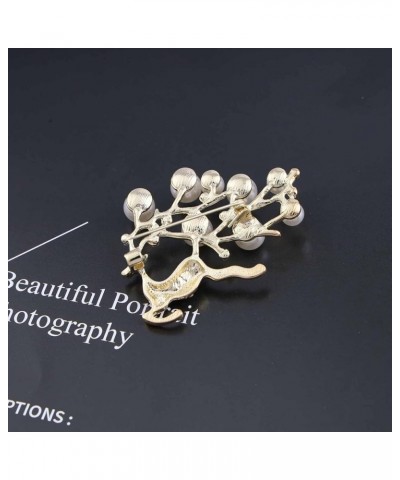 Crystal Deer Reindeer Brooch Pin Pearl Deer Brooch Pin Cz Sika Deer Brooches Pin Gold Animal Brooch Pin Lapel Pin Christmas R...