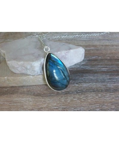 Attractive Labradorite Pear Shape Ethnic Style For Woman & Girls Oval cabochon 925 Sterling Silver Pendant Jewellery wedding ...